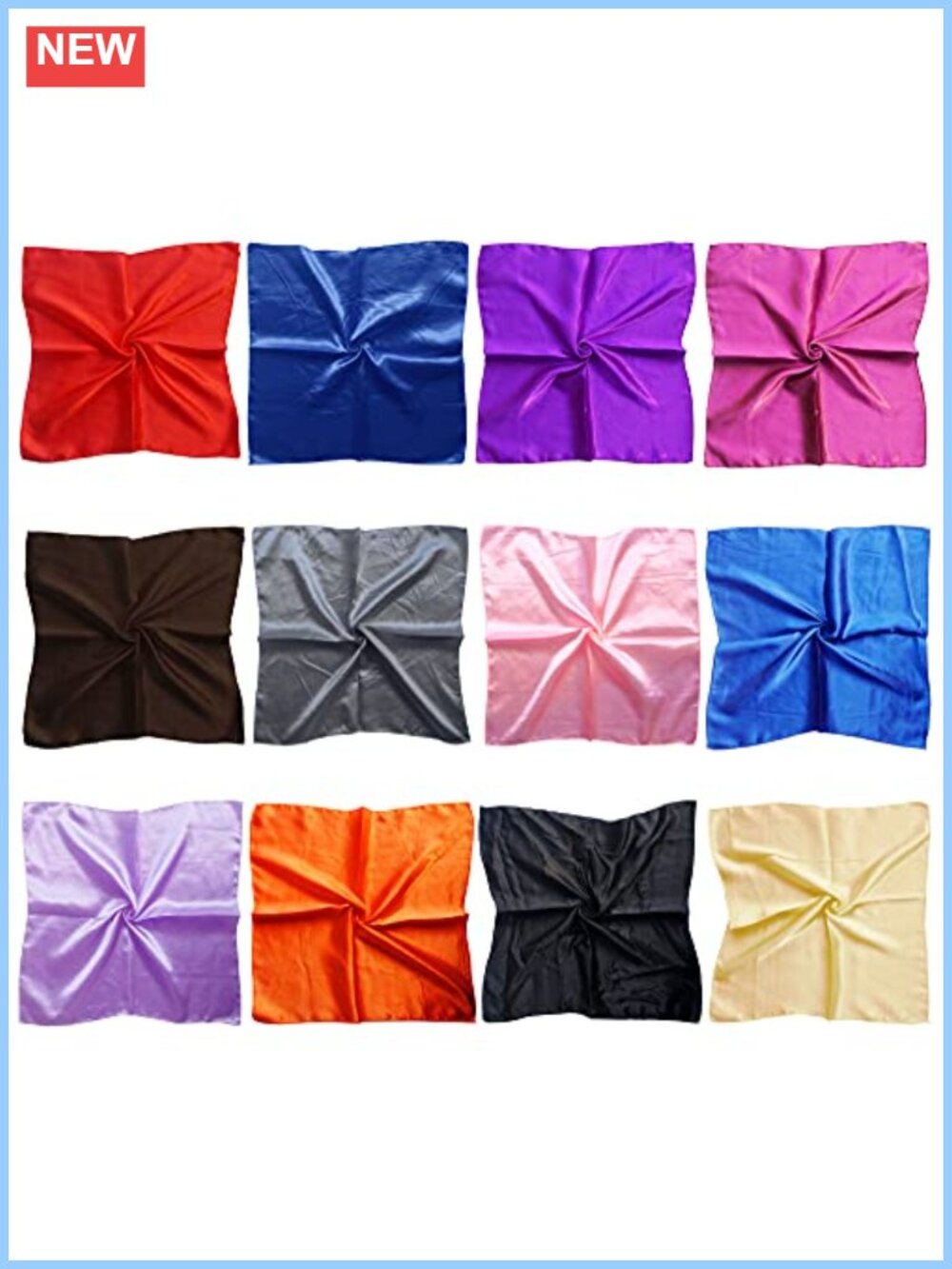 Polyester Satin Small Square Neck Scarves 12 Set
